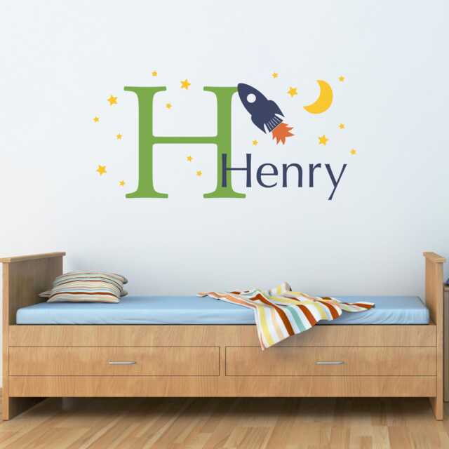 Personalized Rocket Wall Decal Set - Boy Bedroom Decor - image 1