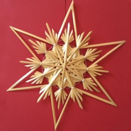 Christmas Tree Decoration - Handmade German Straw Star Ornament Design 7 - thumbnail 1