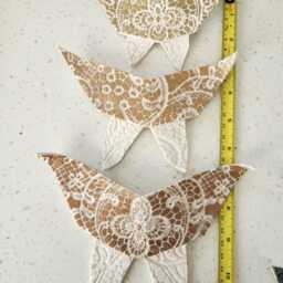 Porcelain Butterfly Wall Art Gold Lace Ceramic Sculpture, Set Of 3 - thumbnail 2