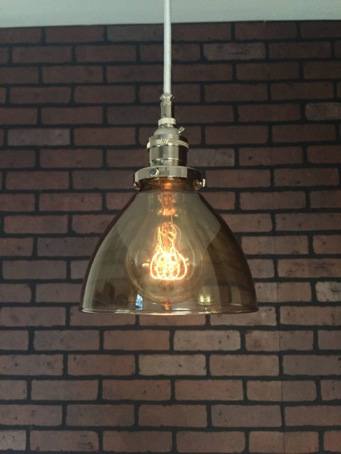 "Industrial Pendant Light -Chrome 6"" Smoked Glass Cone Shade With Patented ""Huila Connector" - image 1