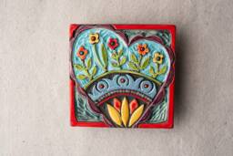 Happy Heart Handmade Ceramic Mosaic Tile Square Wall Art - Made To Order