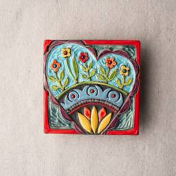 Happy Heart Handmade Ceramic Mosaic Tile Square Wall Art - thumbnail 2