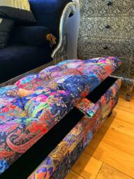 Multicolor Patchwork Ottoman Living Room Storage- Handmade Chesterfield Style Bench With Storage & Coffee Table
