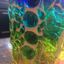 Chakra Mosaic Vase // Glass Rainbow Handmade Mase in Usa - thumbnail 2
