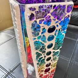Chakra Mosaic Vase // Glass Rainbow Handmade Mase in Usa - thumbnail 3
