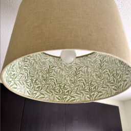 Pistachio Green Lampshade, William Bough Sage Interior, UK Made - thumbnail 2