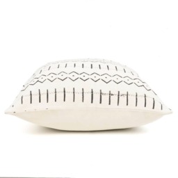 African Mud Cloth Pillow Cover, Black & White Cotton Twill, Hand Woven - thumbnail 2