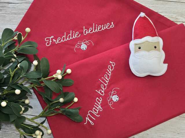 Personalised Embroidered Christmas Pillow Case, Santa Believer - image 1