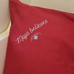 Personalised Embroidered Christmas Pillow Case, Santa Believer - thumbnail 2