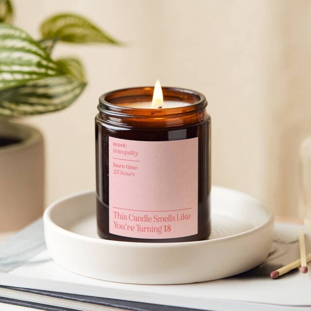 18Th Birthday Gift Candle Personalised Apothecary Jar, Soy Wax, Pink Design - image 1