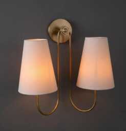 Modern Mid-Century Wall Light , Bedroom Lamps Hancrafted Double Arm Brass Lamp - thumbnail 1