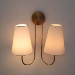 Modern Mid-Century Wall Light , Bedroom Lamps Hancrafted Double Arm Brass Lamp - thumbnail 3