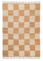 Handwoven Jute Checkerboard Rug, Natural Fiber, 4x6Ft - thumbnail 1