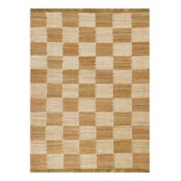 Handwoven Jute Checkerboard Rug, Natural Fiber, 4x6Ft - thumbnail 3