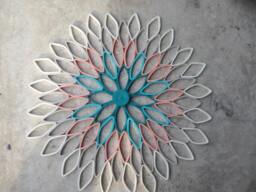 Handmade Dahlia Paper Wall Art Teal, Coral, & Gray Ombr??