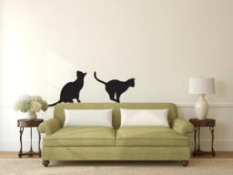 Cats Sitting Pouncing - Wall Decal Custom Vinyl Art Stickers - thumbnail 1