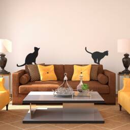 Cats Sitting Pouncing - Wall Decal Custom Vinyl Art Stickers - thumbnail 2