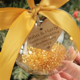 Personalised Wedding Anniversary Hanging Bauble Christmas Decoration - thumbnail 3
