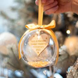 Personalised Wedding Anniversary Hanging Bauble Christmas Decoration - thumbnail 2
