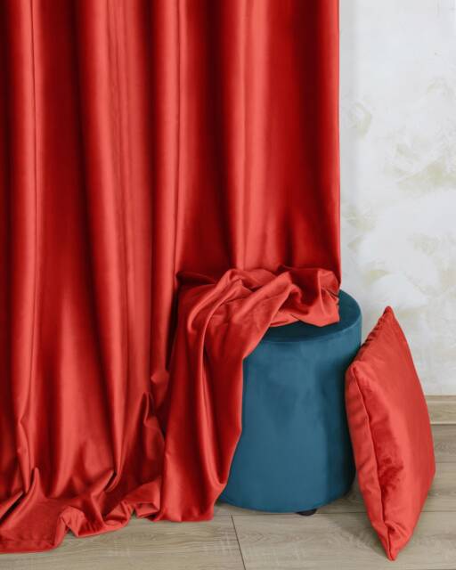 Red Velvet Blackout Curtain, Double Sided - image 1