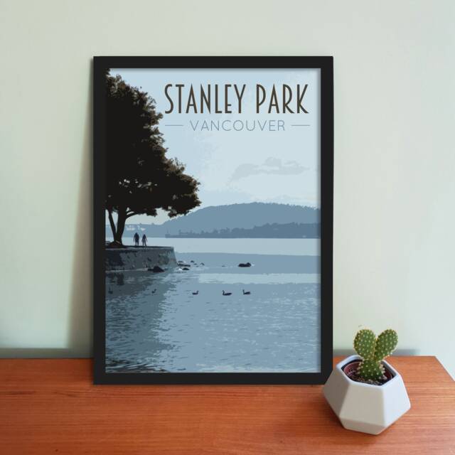 Vancouver Travel Poster, Stanley Park Print, Retro Art - image 1