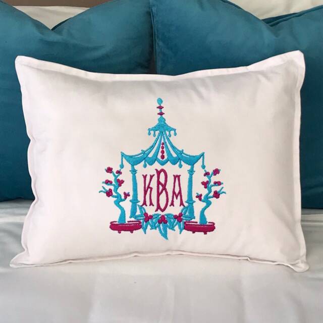 Monogrammed Pagoda Boudoir Pillow - image 1