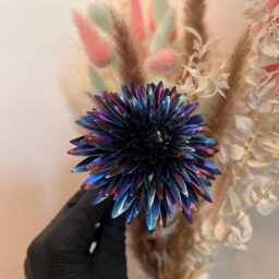 Handmade Copper & Titanium Colourful Chrysanthemum, Patina Metal Flower, Gift, Anniversary, Mother's Day - thumbnail 2