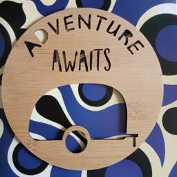 Adventure Awaits Retro Caravan Wall Hanging-Wooden Bamboo Door-Wall Hanging-Wall Art-Wooden SignLasercut-Plaque-Van-Campervan-Acrylic