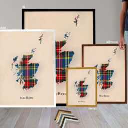 Clan Macbeth Scottish Tartan Map - Of Scotland Family Wall Decor, Ready To Hang - thumbnail 3