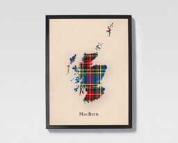 Clan Macbeth Scottish Tartan Map - Of Scotland Family Wall Decor, Ready To Hang - thumbnail 1
