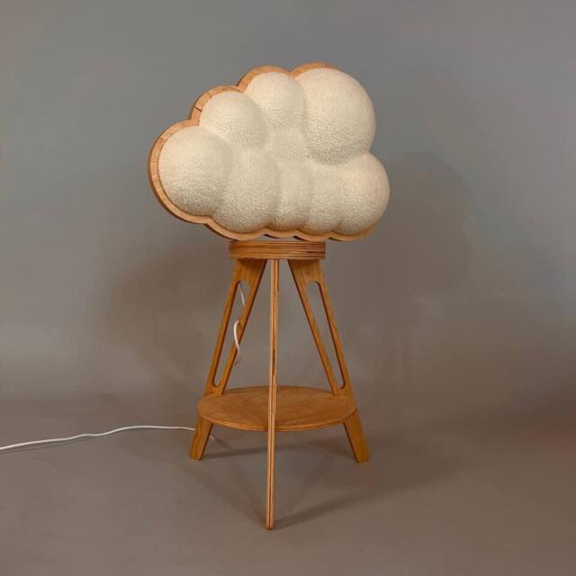 Wooden Teddy Bear Cloud Lamp Scandinavian Kids Room Decor - image 1