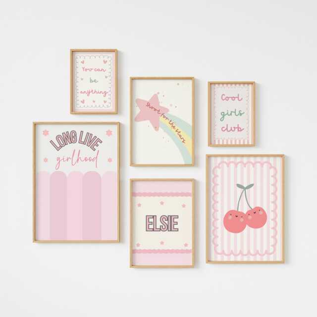 Girls Affirmation Personalised Wall Print Set For Bedroom Or Nursery Playroom - image 1