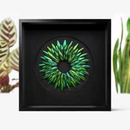 Framed Jewel Beetle Wing Elytra Mosaic Art - Luxury Insect Wall Decor, Iridescent Natural Specimen Artwork, Statement Piece - thumbnail 1