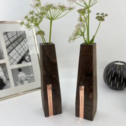 Personalised Wooden Vases - 5Th Anniversary Wooden Gift Copper 7Th Wedding Flower Vase - thumbnail 3