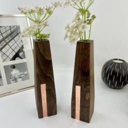 Personalised Wooden Vases - 5Th Anniversary Wooden Gift Copper 7Th Wedding Flower Vase - thumbnail 2