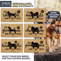 Our Dog Breed Runs This House - Personalized Gift Welcome Mat Doormat Custom Door - thumbnail 1