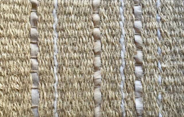 Boho Woven Sisal Rug With Cowhide Border - Beige White, Custom Size - image 1