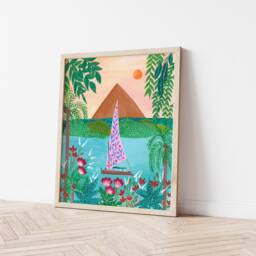 Set Of 2 Travel Prints, Egypt Art Print, Colorful Set Wall Art, Cat Nile Print Set, Cairo Print, Gift For Home - thumbnail 3