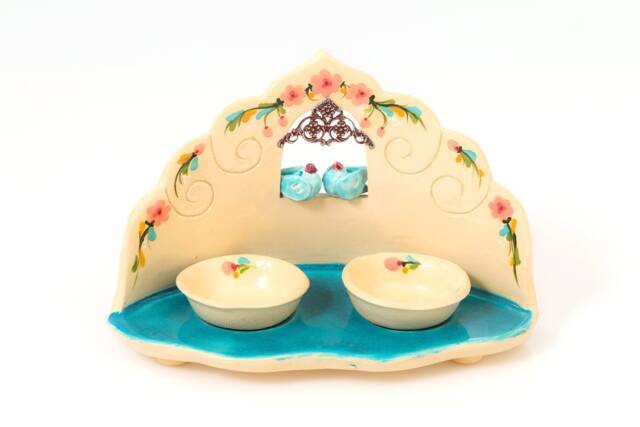 Candlestick Pair Of Pigeons -Turquiose, Shabbat Candlestick, Candle Holder, Judaica, Home Decoration - image 1