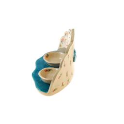 Candlestick Pair Of Pigeons -Turquiose, Shabbat Candlestick, Candle Holder, Judaica, Home Decoration - thumbnail 2