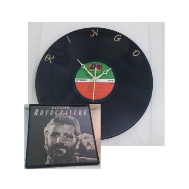 Repurposed Vintage Ringo Starr Record Clock & Framed Album Cover - image 1