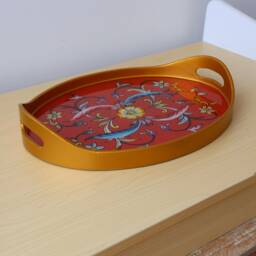 Red Floreada Azafate - Home Decoration- Fountain Tray Peruvian Crafts - thumbnail 2