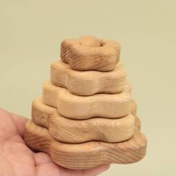 Handmade Wooden Flower Stacking Pyramid Montessori Baby Toy