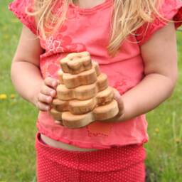 Handmade Wooden Flower Stacking Pyramid Montessori Baby Toy - thumbnail 3