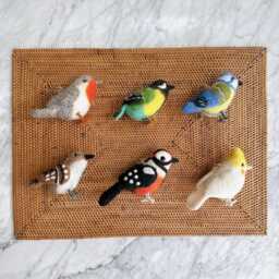 Felt American Bird Christmas Ornament Set, Woodpecker, Sparrow, Canary, Robin, Blue Tit, Tree Decor, Gifts For Lovers - thumbnail 2