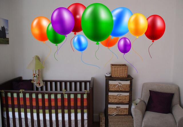 Nursery Decal Hot Air Balloon Balloon Children Full Color Sticker, Wall Art