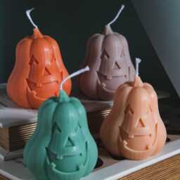 Pumpkin Candle - Spooky Season Handmade Soy Wax Halloween Decor - thumbnail 4