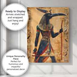 Egyptian God Thoth Sacred Ibis Hieroglyphic Artwork Canvas Wall Art Print Decor Picture Ready To Hang - thumbnail 3