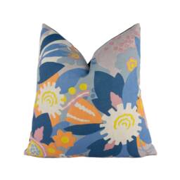 Schumacher - Anita Lilac & Orange Exuberant & Sophisticated Floral Designer Cushion Cover Handmade Throw Pillow Home Decor - thumbnail 1