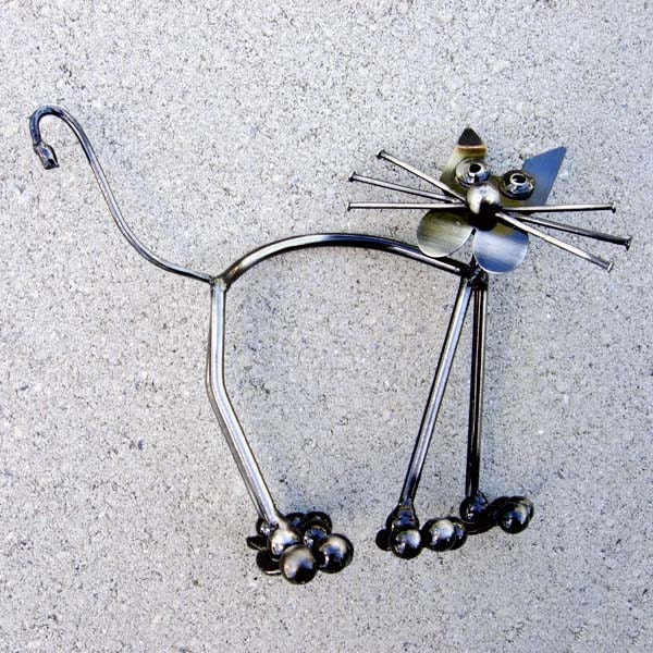 Meowing Pal Metal Sculpture Ornament Oaper Weight - image 1